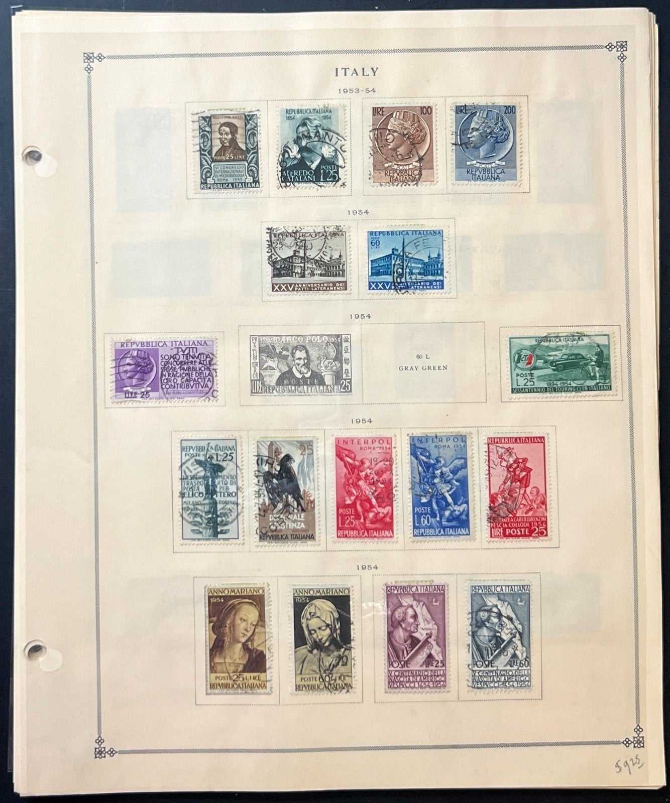 Italy Stamp Collection Album Pages Used 1951-1968 ZAYIX