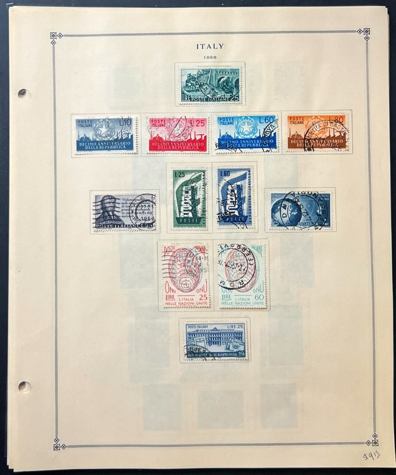 Italy Stamp Collection Album Pages Used 1951-1968 ZAYIX