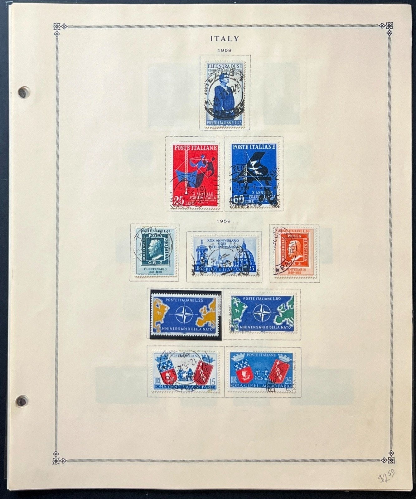 Italy Stamp Collection Album Pages Used 1951-1968 ZAYIX