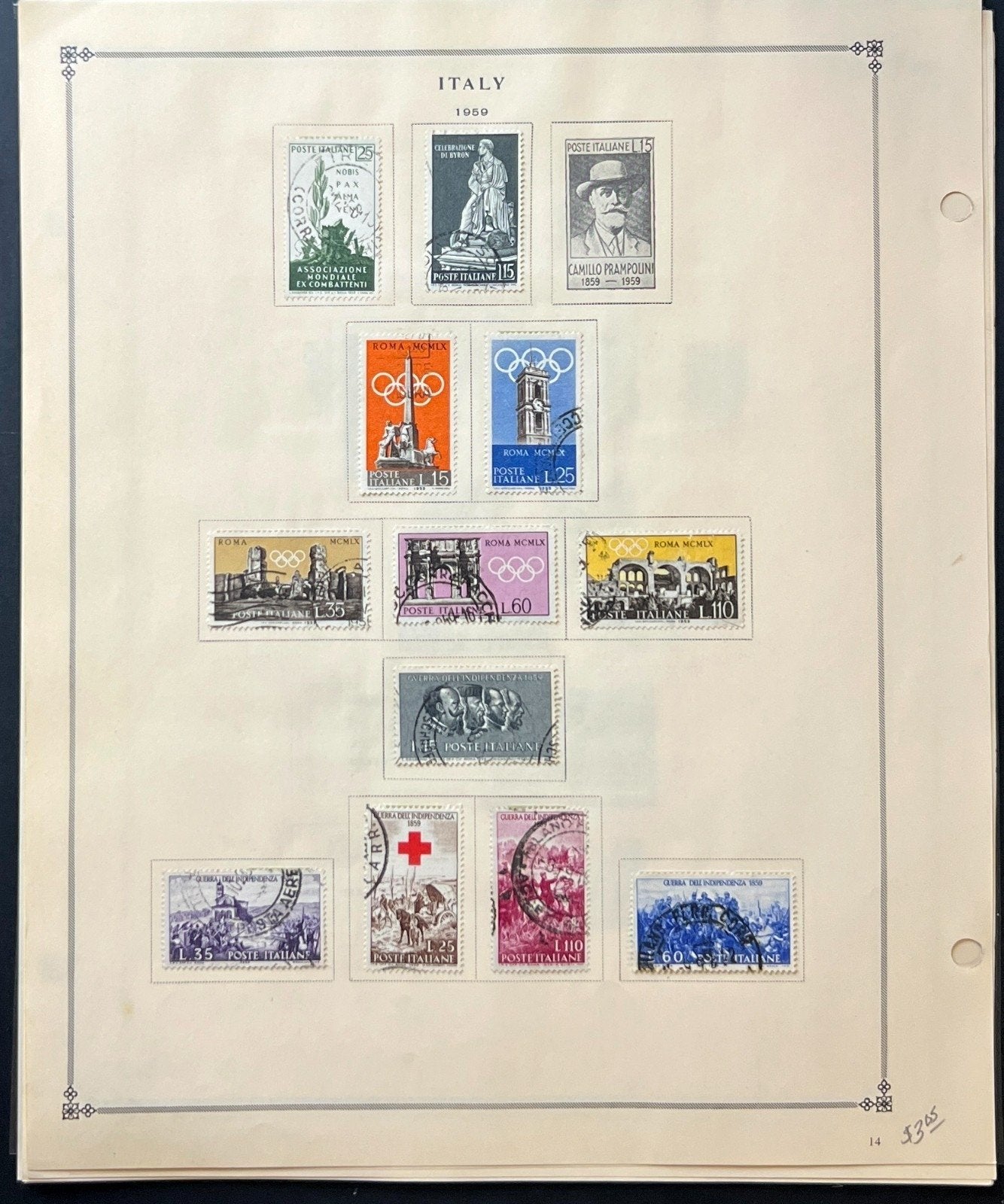 Italy Stamp Collection Album Pages Used 1951-1968 ZAYIX