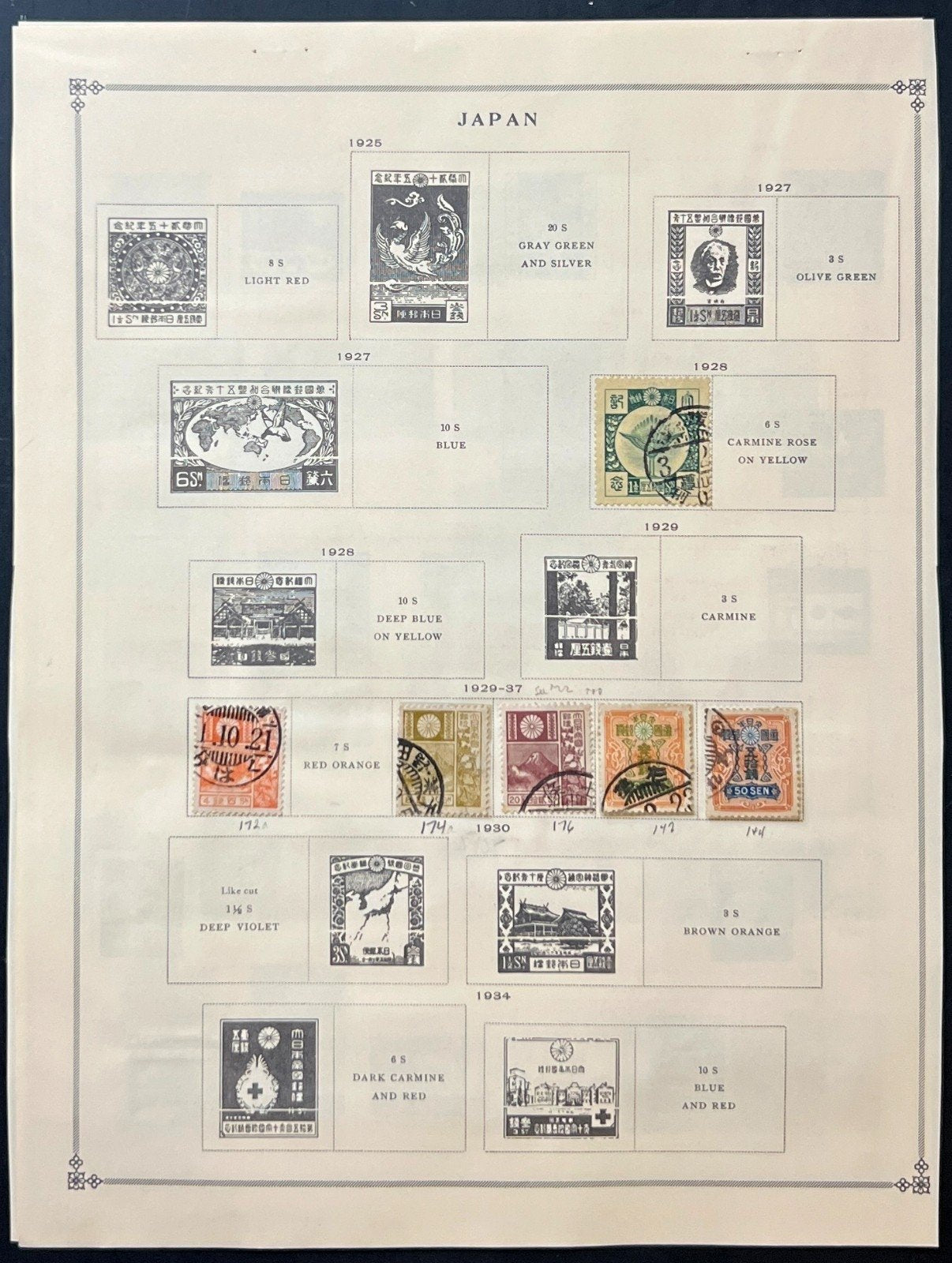 Japan Stamp Collection Album Pages Used 1872-1937 ZAYIX