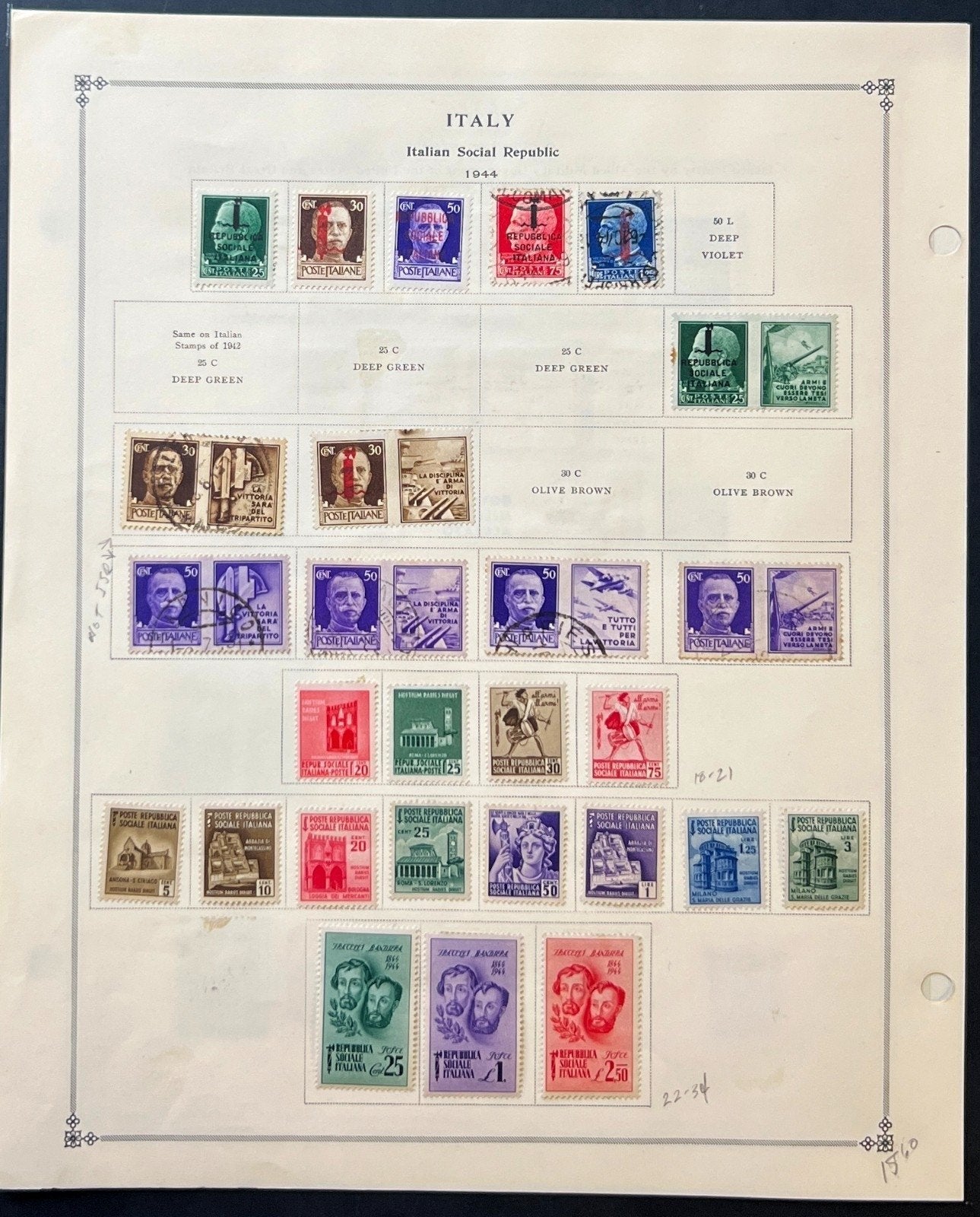 Italian Occupation & Social Republic Stamp Collection Album Page 1943-1947 ZAYIX
