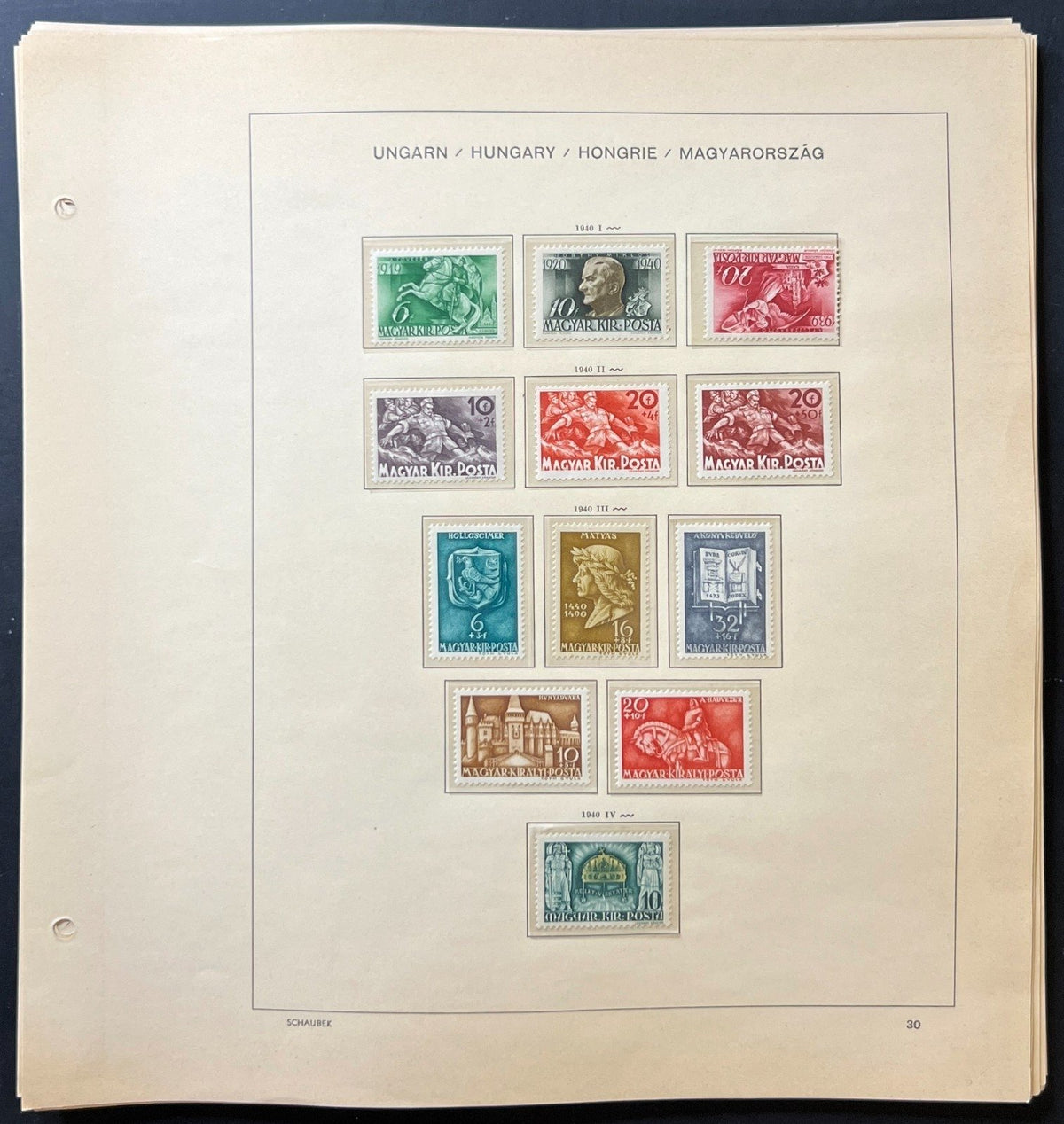 Hungary Stamp Collection Schaubek Album Pages Around 700 Stamps 1871-1956 ZAYIX