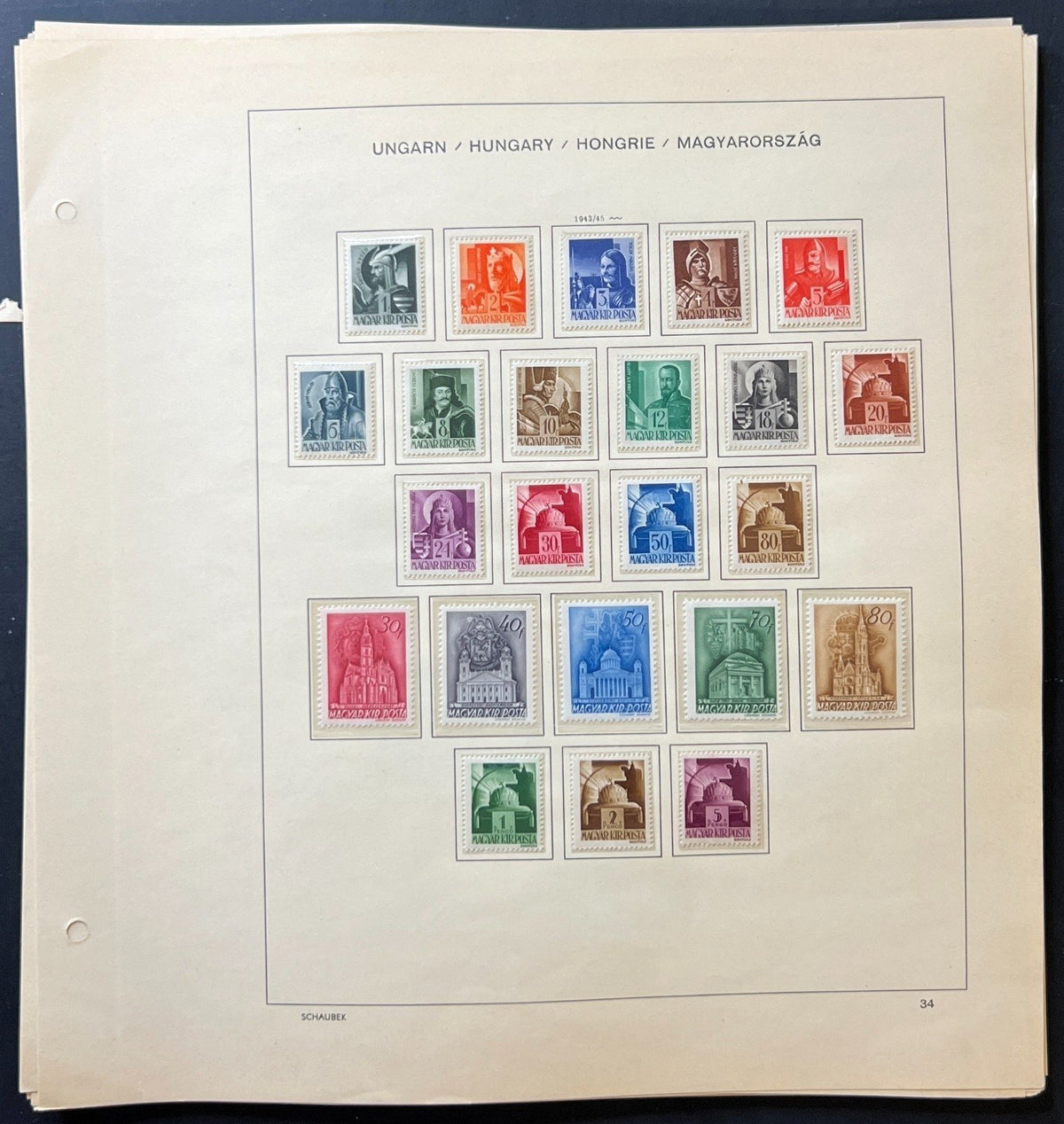 Hungary Stamp Collection Schaubek Album Pages Around 700 Stamps 1871-1956 ZAYIX