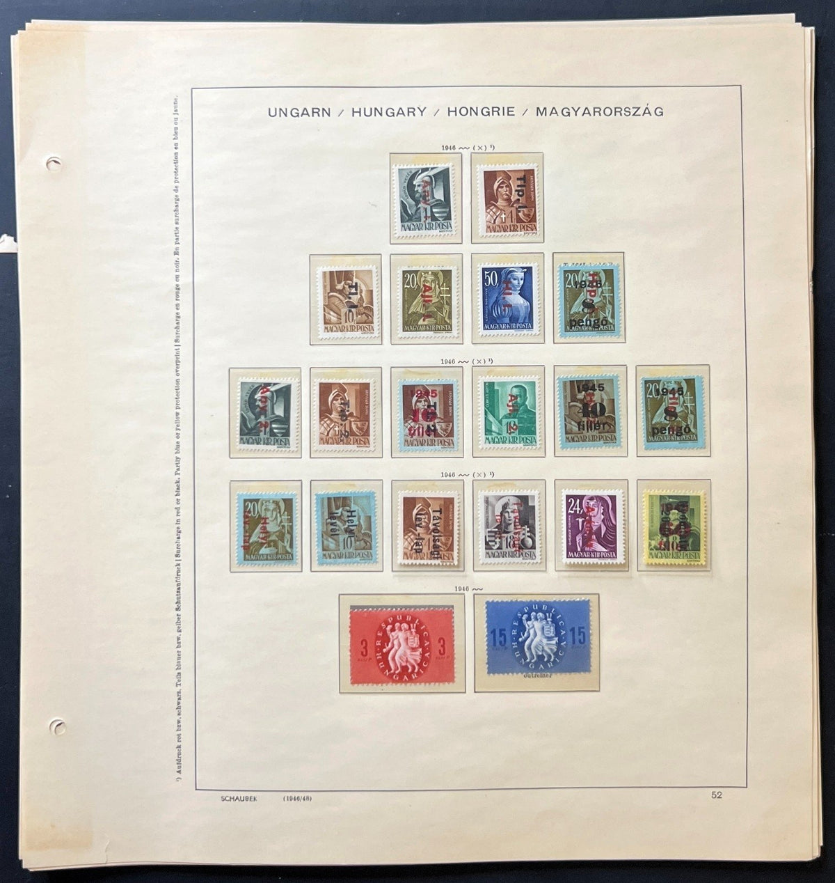 Hungary Stamp Collection Schaubek Album Pages Around 700 Stamps 1871-1956 ZAYIX