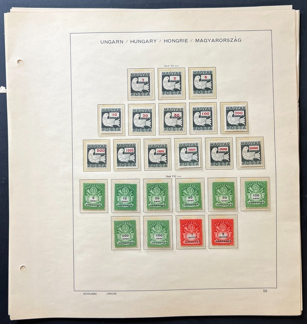 Hungary Stamp Collection Schaubek Album Pages Around 700 Stamps 1871-1956 ZAYIX