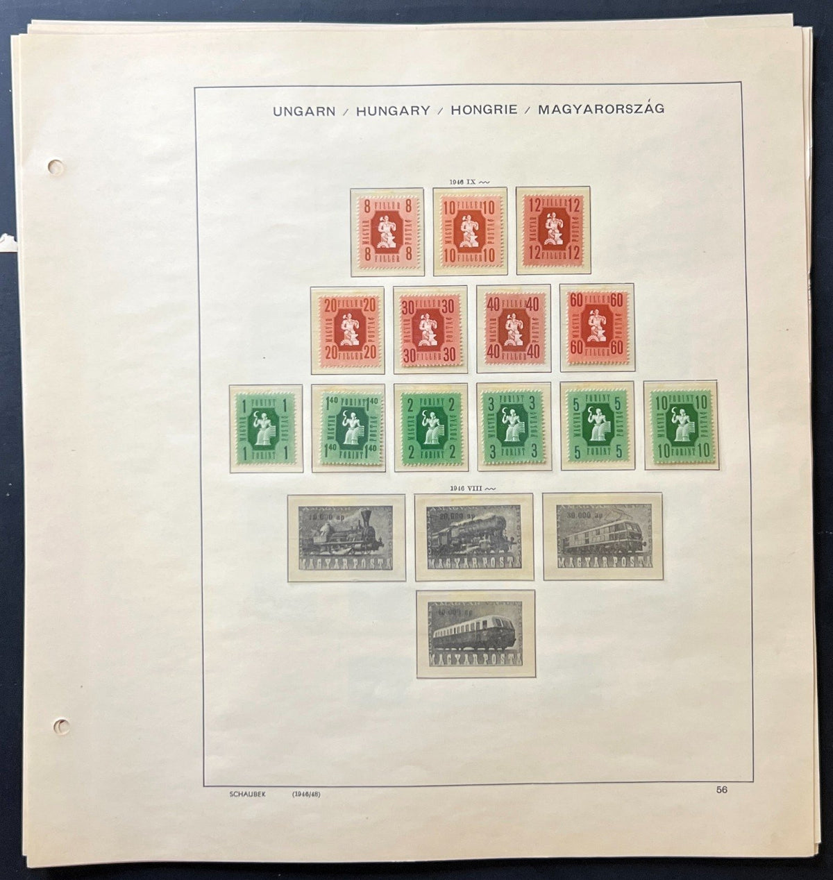 Hungary Stamp Collection Schaubek Album Pages Around 700 Stamps 1871-1956 ZAYIX
