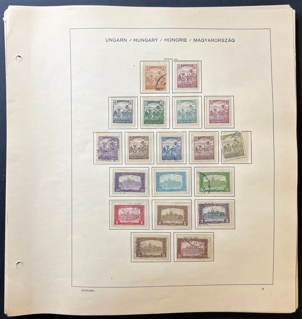 Hungary Stamp Collection Schaubek Album Pages Around 700 Stamps 1871-1956 ZAYIX