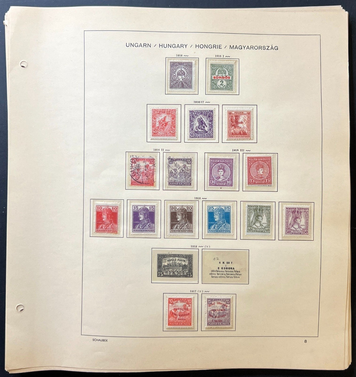 Hungary Stamp Collection Schaubek Album Pages Around 700 Stamps 1871-1956 ZAYIX