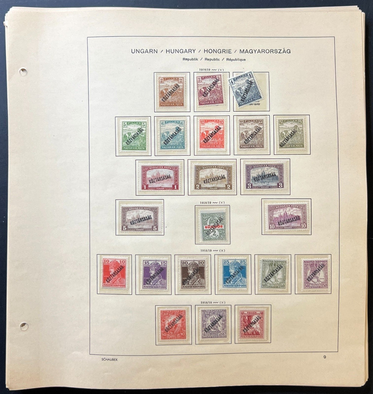 Hungary Stamp Collection Schaubek Album Pages Around 700 Stamps 1871-1956 ZAYIX