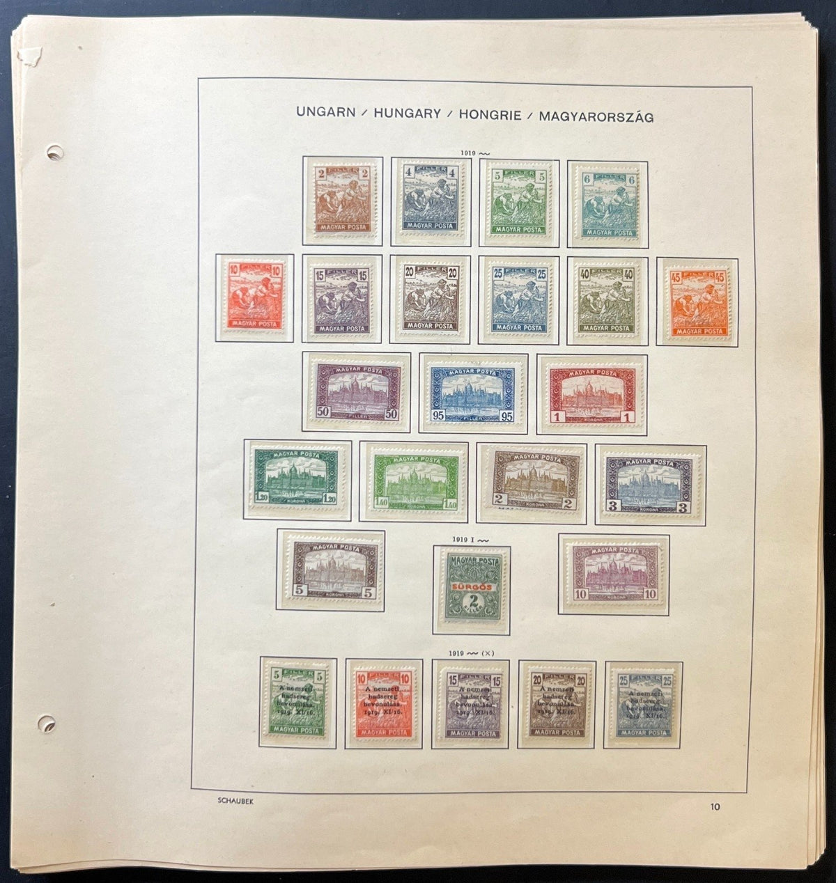 Hungary Stamp Collection Schaubek Album Pages Around 700 Stamps 1871-1956 ZAYIX