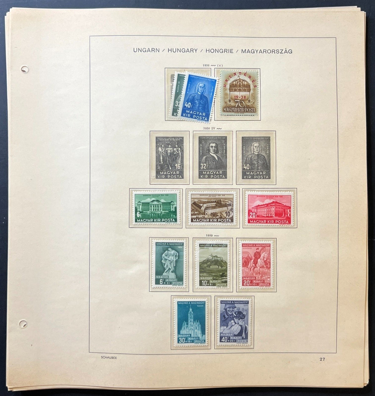 Hungary Stamp Collection Schaubek Album Pages Around 700 Stamps 1871-1956 ZAYIX