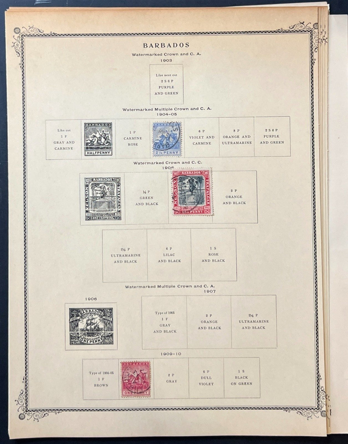 Barbados Stamp Collection Album Pages Used 1882-1970 ZAYIX