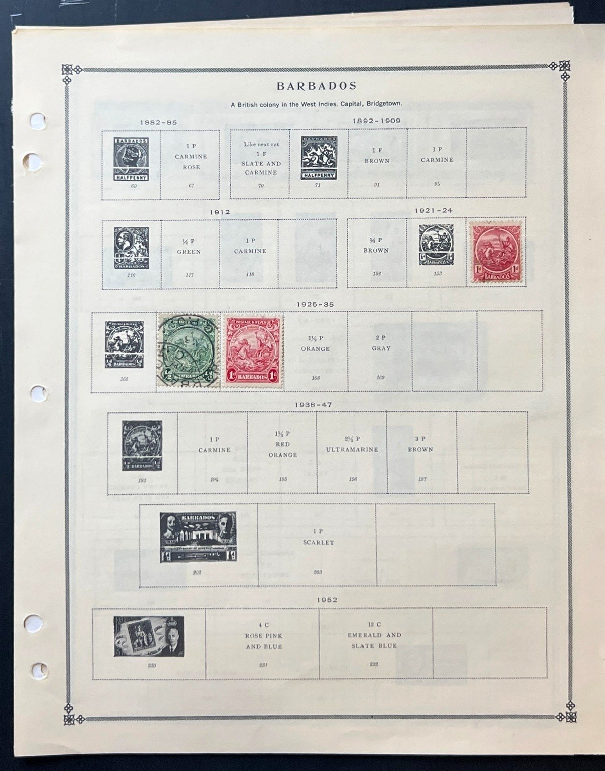 Barbados Stamp Collection Album Pages Used 1882-1970 ZAYIX