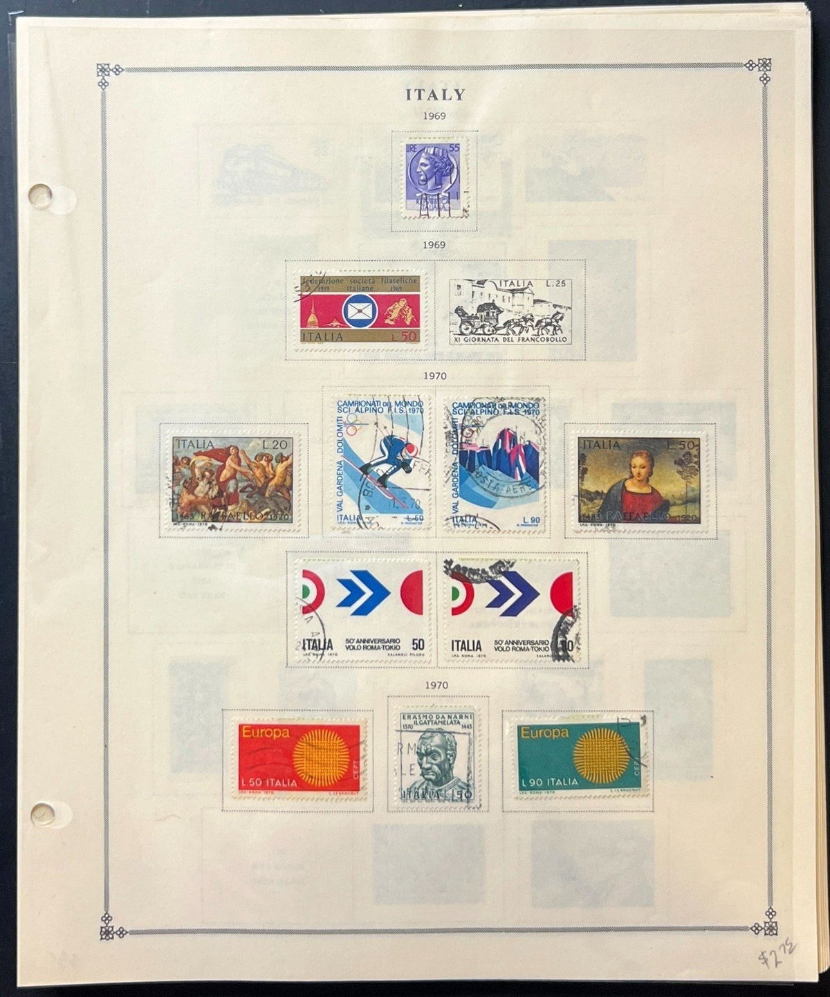Italy Stamp Collection Album Pages Used 1969-1986 ZAYIX