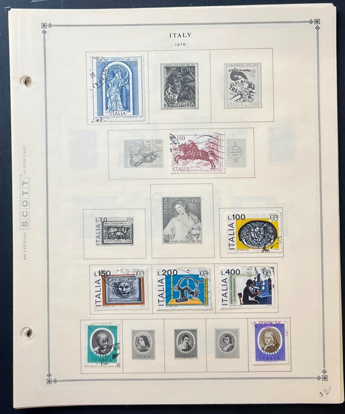 Italy Stamp Collection Album Pages Used 1969-1986 ZAYIX