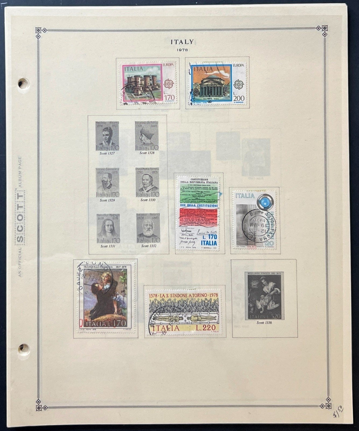 Italy Stamp Collection Album Pages Used 1969-1986 ZAYIX