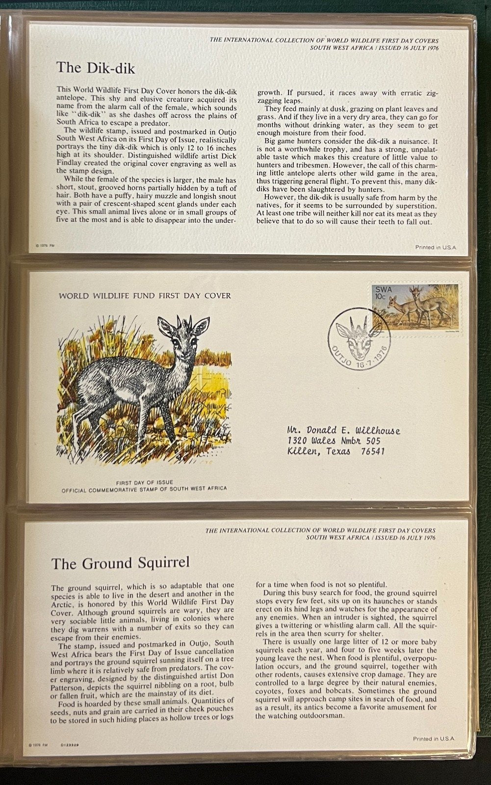 International World Wildlife First Day Cover Collection 57 Covers 1976 ZAYIX
