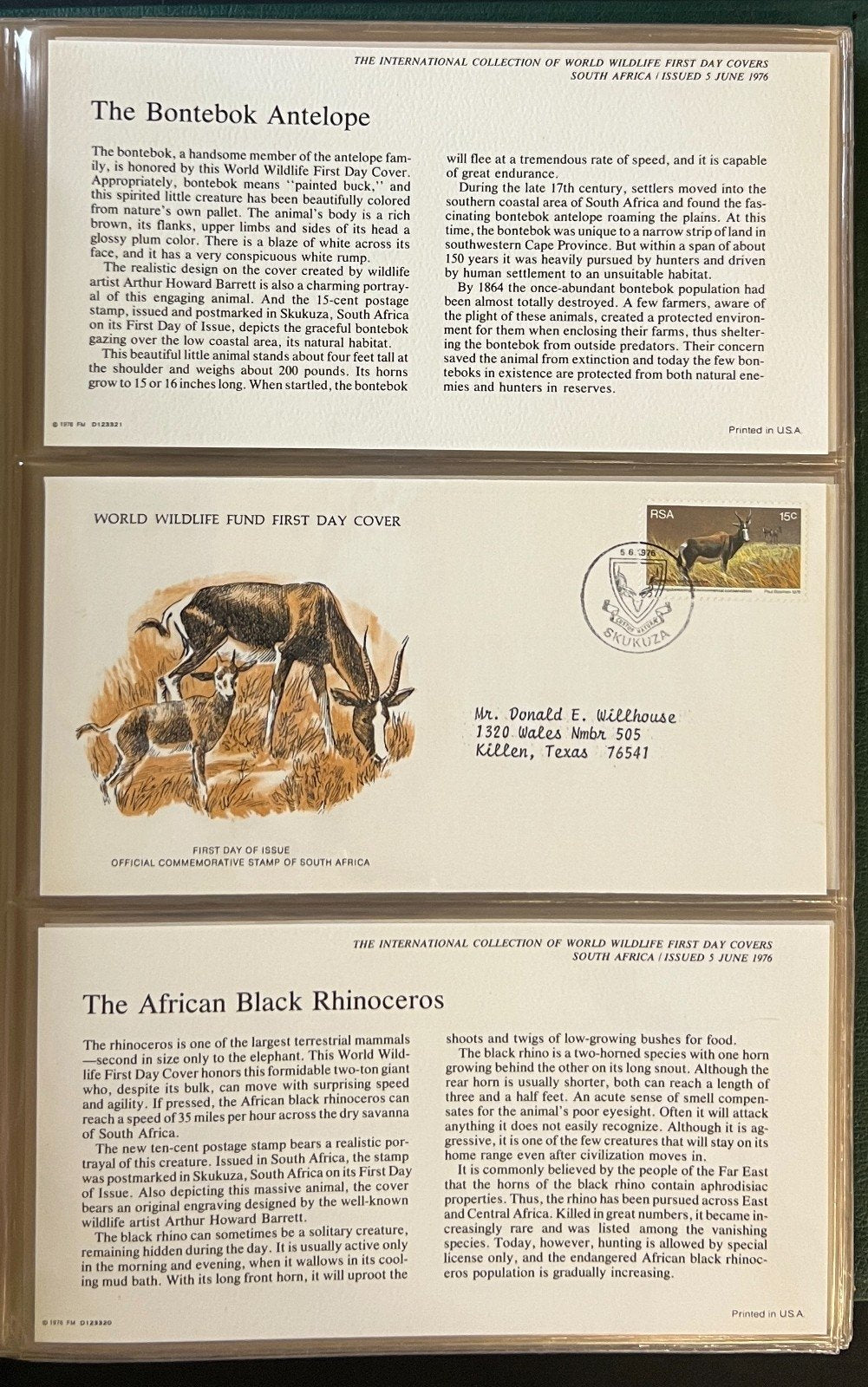 International World Wildlife First Day Cover Collection 57 Covers 1976 ZAYIX