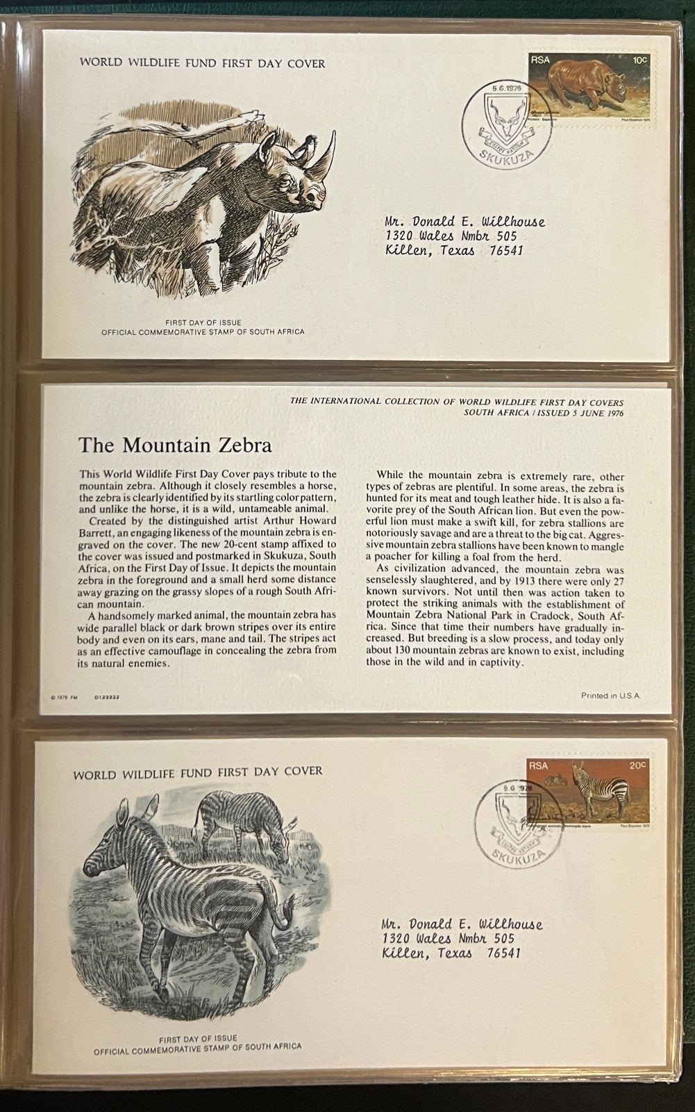 International World Wildlife First Day Cover Collection 57 Covers 1976 ZAYIX