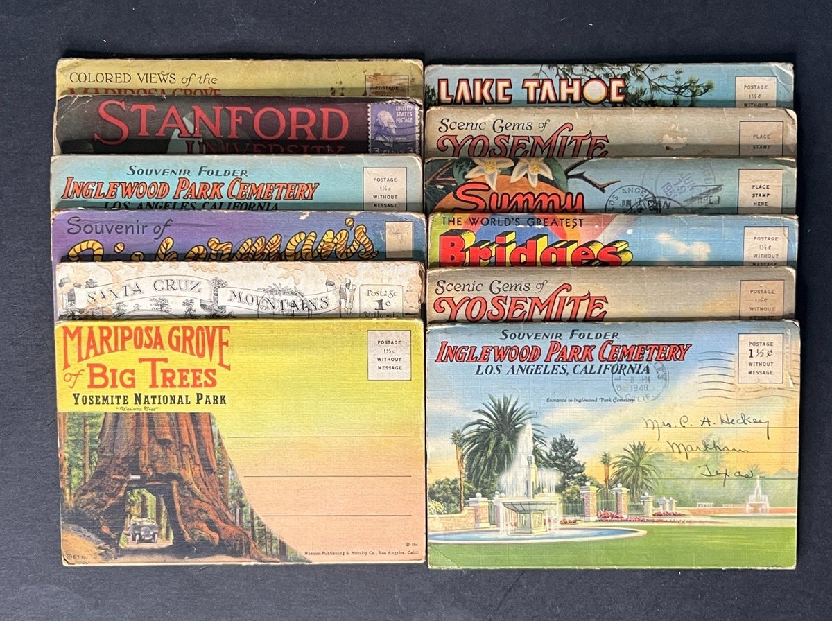 United States California Postcard Folio Collection 12 Folios 1920-1950s ZAYIX