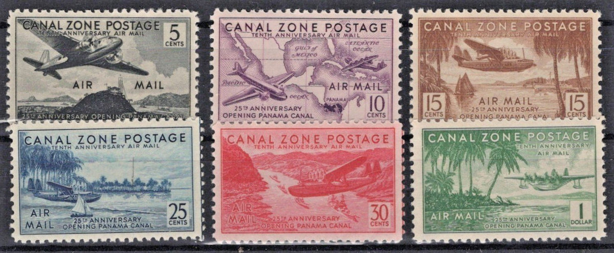 US Canal Zone 1939 Air Mail Service 10th Anniversary Sc# C15-C20 VF MNH ZAYIX