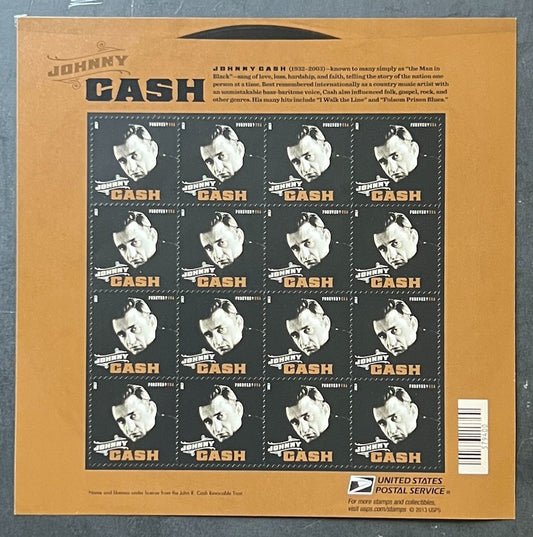 US 4789 Mint Sheet (MNH) Johnny Cash Music Icons Forever Stamp 2013 ZAYIX