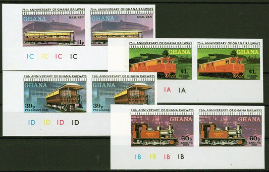 Ghana 678-681 MNH Imperf Pairs Railroads Locomotives Trains ZAYIX 042623S170