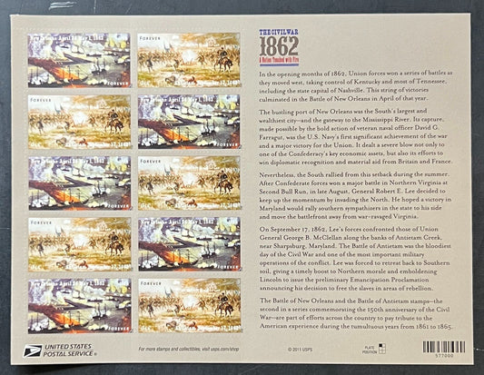 US 4664-65 Mint Sheet(MNH) Civil War Battle Of Antietam Forever Stamp 2012 ZAYIX