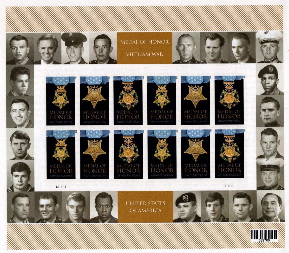 US 4988a Mint Sheet (MNH) Vietnam War Medal Of Honor Forever Stamp 2015 ZAYIX