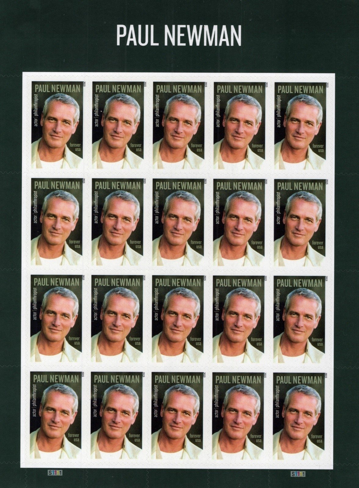 US 5020 Mint Sheet (MNH) Paul Newman Actor  Forever Stamp 2015 ZAYIX