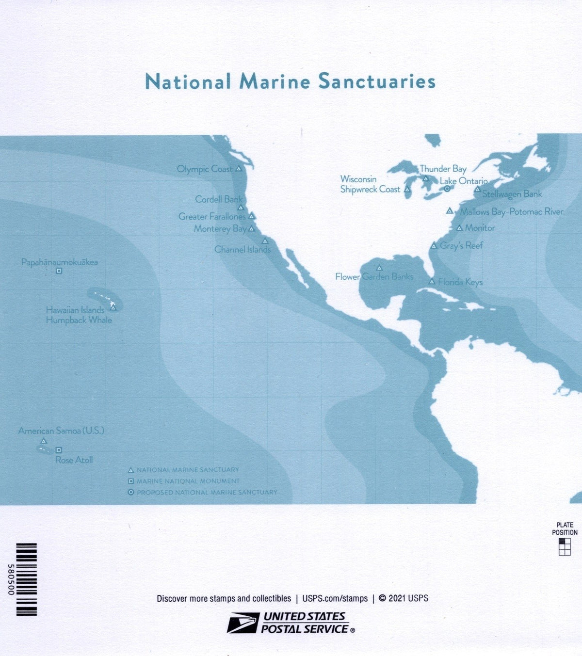 US 5713 Mint Sheet (MNH) National Marine Sanctuaries Forever Stamp 2022 ZAYIX