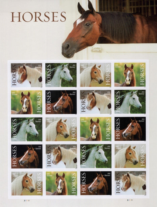 US 5891-5895 Mint Sheet (MNH) Horses Forever Stamp 2024 ZAYIX