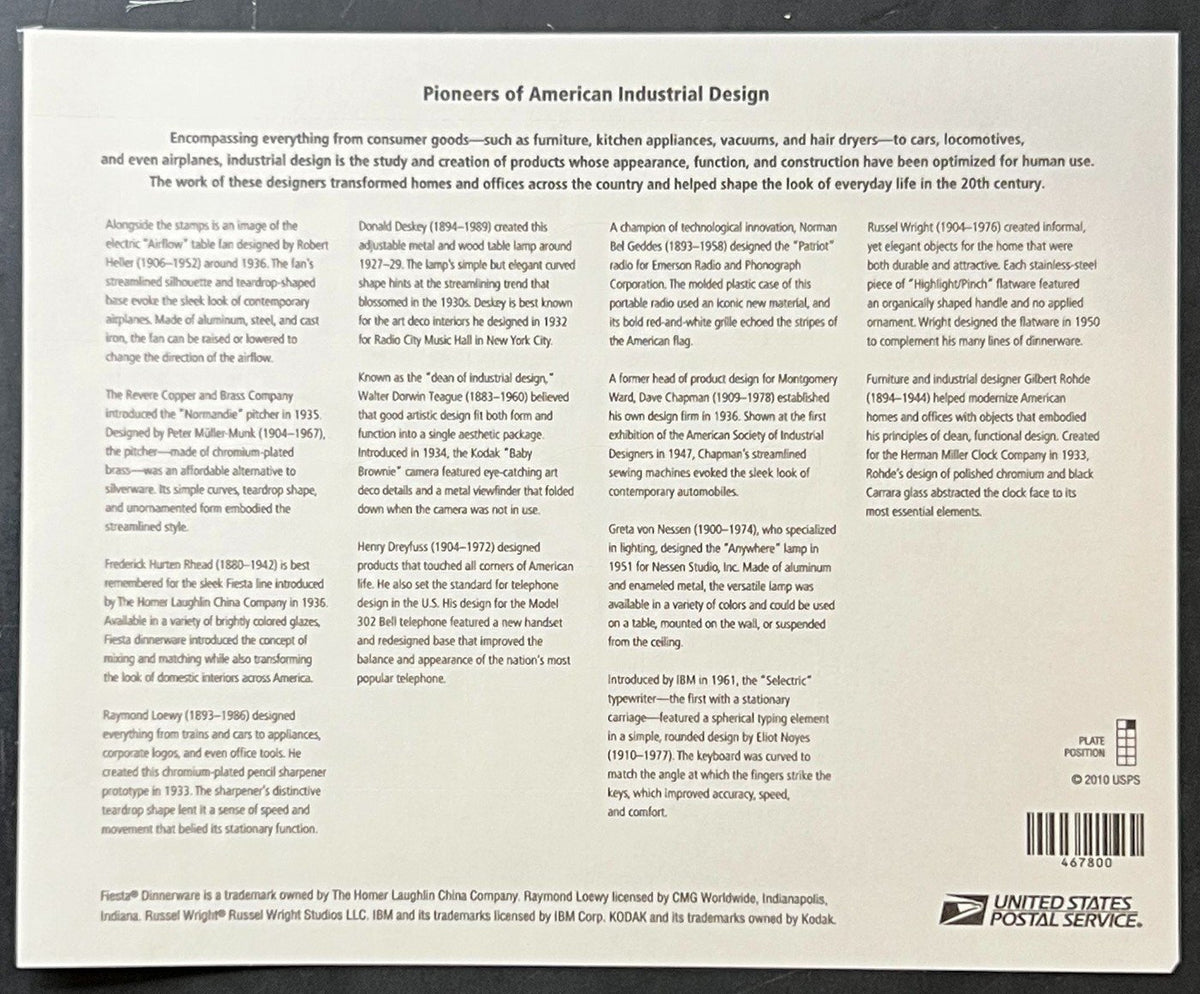 US 4546 Mint Sheet (MNH) American Industrial Design Forever Stamp 2011 ZAYIX