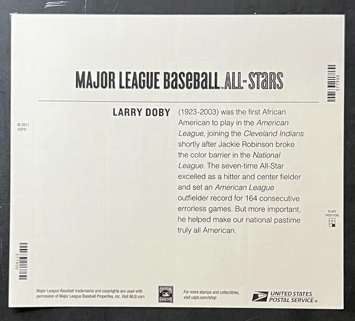 US 4695 Mint Sheet (MNH) Larry Doby Forever Stamp 2012 ZAYIX