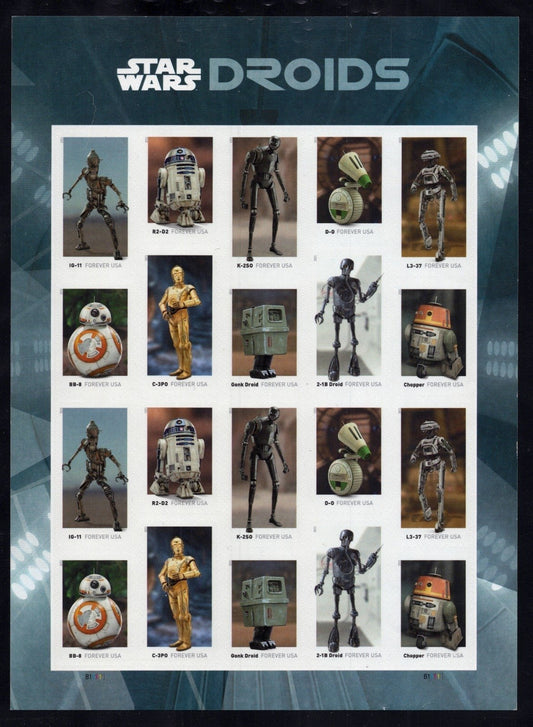 US 5573-5582 Mint Sheet (MNH) Star Wars Droids Forever Stamp 2021 ZAYIX