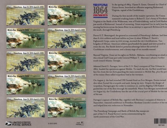 US 4910-4911 Mint Sheet (MNH) Civil War 1864 Forever Stamp 2014 ZAYIX