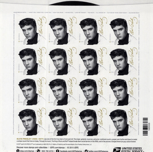 US 5009 Mint Sheet (MNH) Elvis Presley Music Icons Forever Stamp 2015 ZAYIX