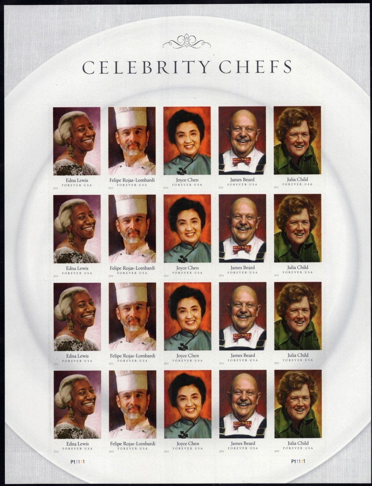 US 4922-4926 Mint Sheet (MNH) Celebrity Chefs Forever Stamp 2014 ZAYIX