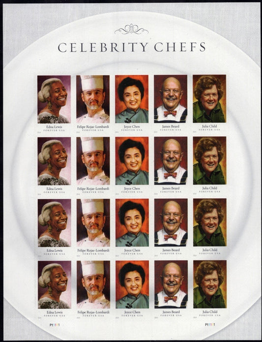 US 4922-4926 Mint Sheet (MNH) Celebrity Chefs Forever Stamp 2014 ZAYIX