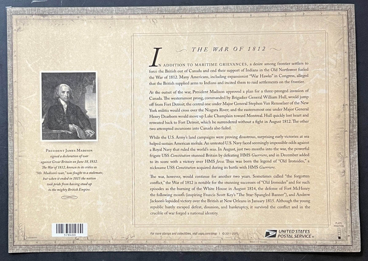 US 4703 Mint Sheet(MNH) War of 1812 U.S.S. Constitution Forever Stamp 2012 ZAYIX