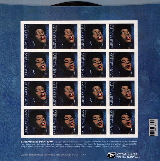 US 5059 Mint Sheet (MNH) Sarah Vaughn Music Icons Forever Stamp 2016 ZAYIX