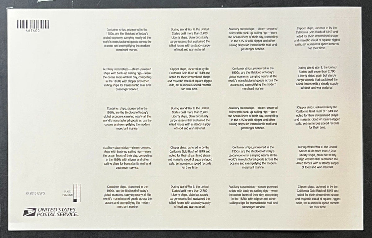US 4548-4551 Mint Sheet (MNH) U.S. Merchant Marine Forever Stamp 2011 ZAYIX