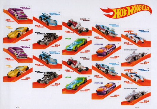 US 5321-5330 Mint Sheet (MNH) Hot Wheels Forever Stamp 2018 ZAYIX