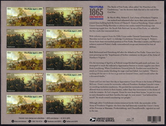 US 4980-4981 Mint Sheet (MNH) Civil War 1865 Forever Stamp 2015 ZAYIX
