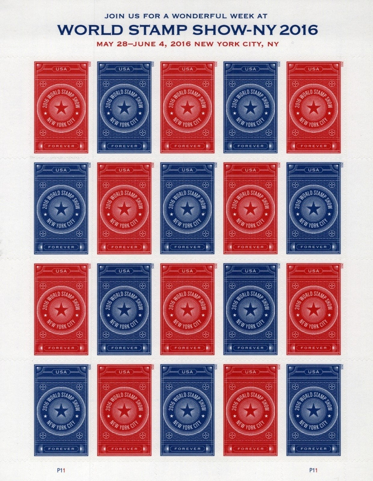 US 5010-5011 Mint Sheet (MNH) World Stamp Show New York Forever Stamp 2015 ZAYIX
