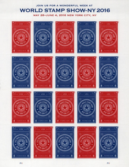US 5010-5011 Mint Sheet (MNH) World Stamp Show New York Forever Stamp 2015 ZAYIX