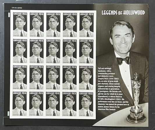 US 4526 Mint Sheet (MNH) Gregory Peck Hollywood Forever Stamp 2011 ZAYIX