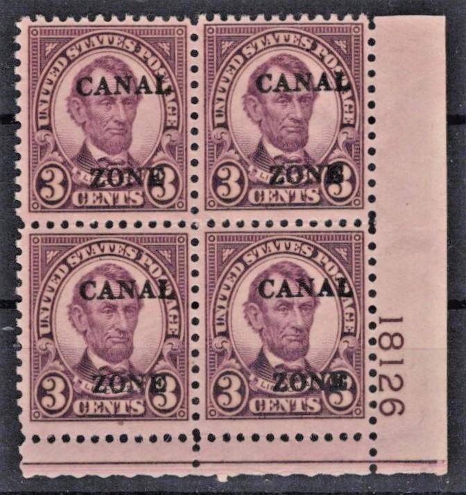 US Canal Zone 1931 Lincoln 3c violet Overprint Type B Sc# 102 MLH VF ZAYIX