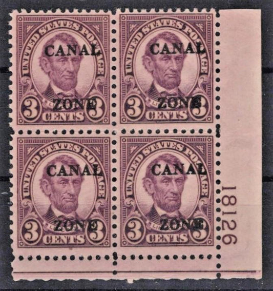 US Canal Zone 1931 Lincoln 3c violet Overprint Type B Sc# 102 MLH VF ZAYIX